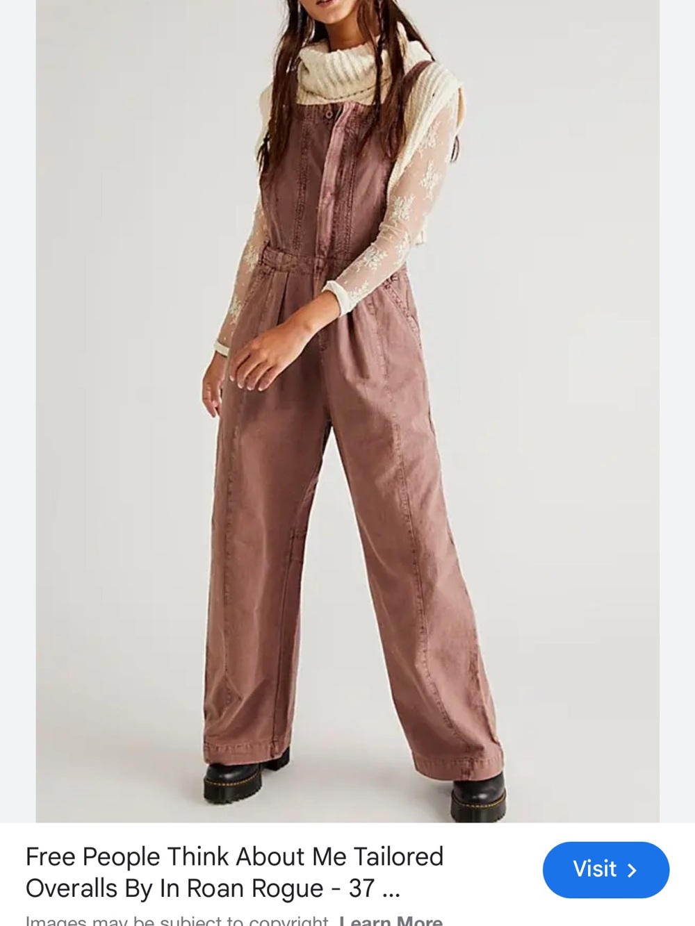 Free People Tailored Wide-Leg Overalls in Roan Rogue